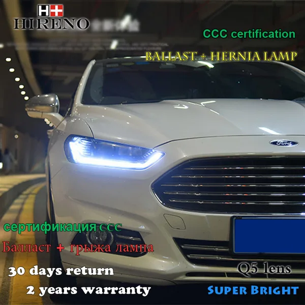 Hireno фары для 2013-2015 Ford Mondeo фар сборки LED DRL ангел объектив двойной луч ксеноновые 2
