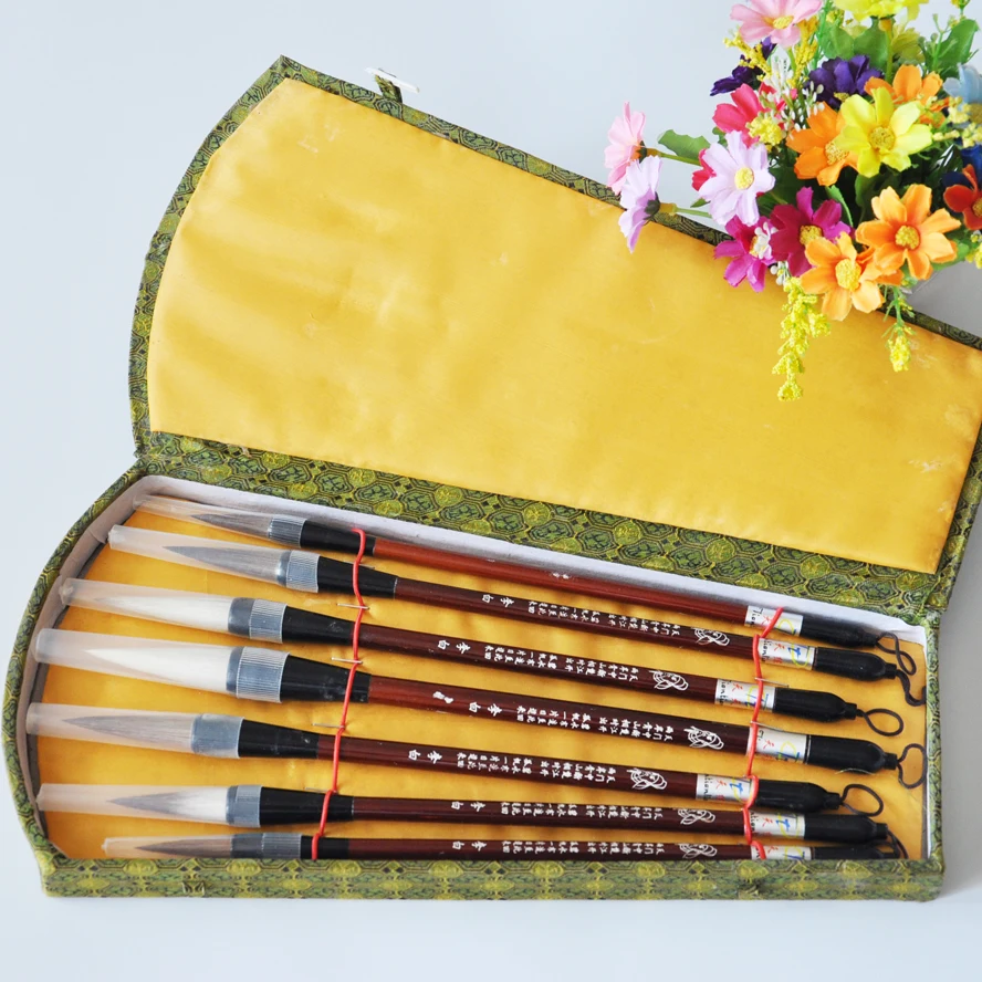 7pcs/pack TOP Chinese Pianiting Brush Pen Hopper shaped Paint Brush Art Stationary Big Oil