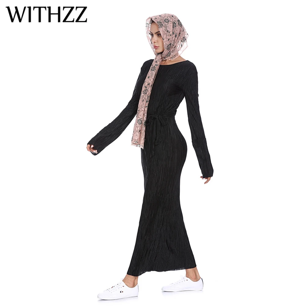 Женское плиссированное платье халат WITHZZ вечернее в арабском стиле для