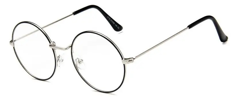 Модные женские очки с прозрачными линзами оправа унисекс Ретро прозрачные очки женские металлическая круглая рама очки оправа очки - Цвет оправы: black white