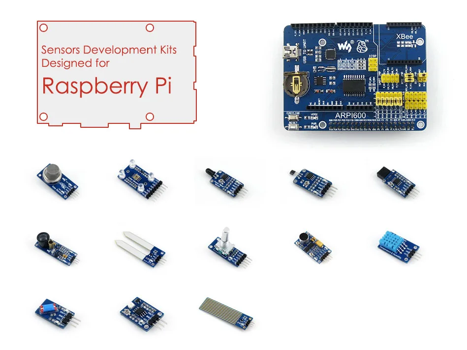 Waveshare Raspberry Pi ARM11 Linux Системы Mini PC Starter Kit Аксессуары посылка с платы расширения ARPI600 и различных датчиков