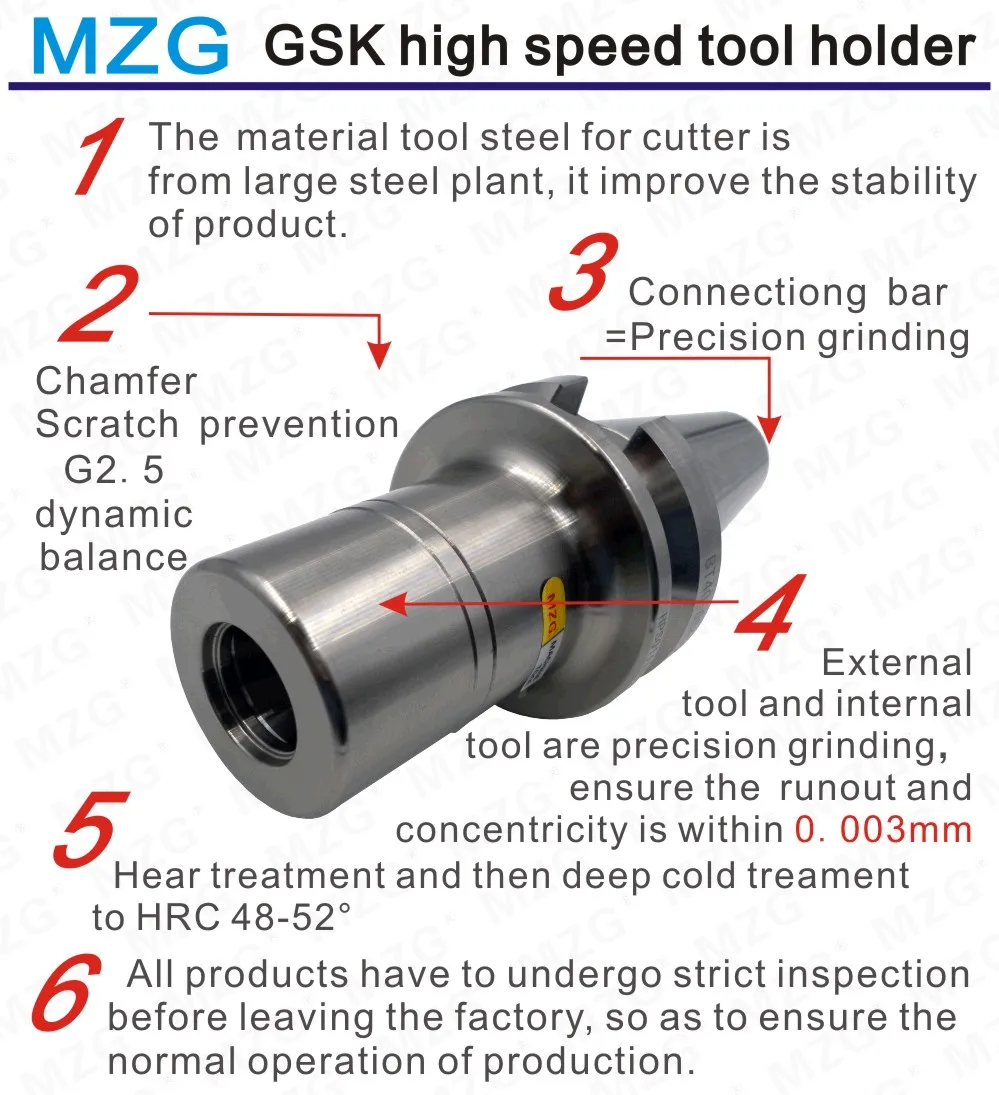 MZG BT30-GSK10-60 BT30 GSK высокоточное Фрезерование резак держатели инструментов для фрезерной обработки инструменты Вертикальная Концевая фреза сверлильный брусок