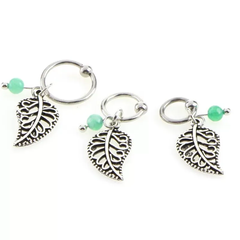 

Punk Stainless Steel Silver Leaves Nose Open Hoop Ring Body Piercing Nose Studs Women Fashion Jewelry Summer Style Gift