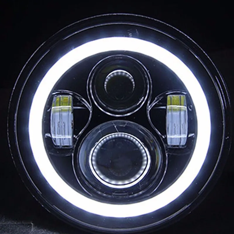 Pair 7'' Chrome LED Headlights Halo Angle Eyes for 97-15 Jeep Wrangler JK LJ TJ xcvs