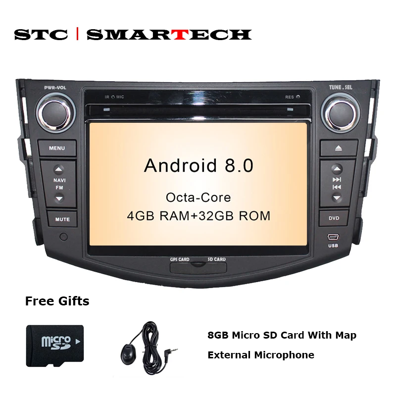 

SMARTECH 2 Din Android 8.0 OS Car DVD Player GPS Navigation Autoradio for TOYOTA RAV4 2006 -2012 Octa-Core 4GB RAM 32GB ROM