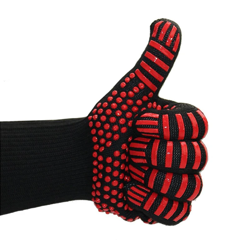 1 Pair Heat Resistant BBQ Gloves Kitchen Cooking Gloves Oven Mitts Insulated Oven Gloves for Baking Cooking Barbecue Grill Tools