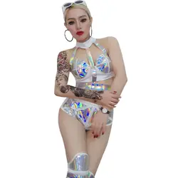 Новый сексуальный женский джазовый певец DJ сценический костюм сексуальная Лазерная повязка женский танцевальный костюм хип-хоп клуб