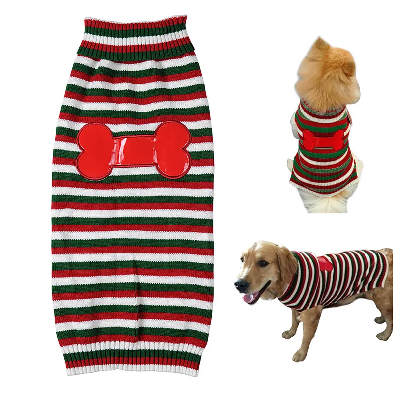 Pet Dog Striped Sweater Lovely Red Black White Striped Coat With