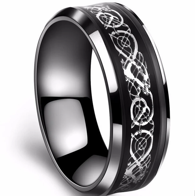 Black 316l Stainless Steel Ring For Wedding Band Blue Carbon Fiber Black 316l Stainless Steel Ring For Wedding Band Blue Carbon Fiber Des Nibelungen Dragon Rings