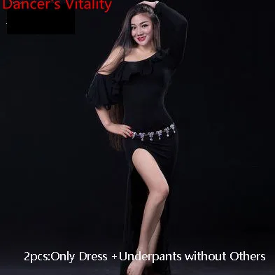 only dress as photo Одежда для занятий танцами живота новое платье с длинными рукавами для восточных индийских танцев 4 цвета костюм для выступлений одежда для сцены - Цвет: only dress as photo