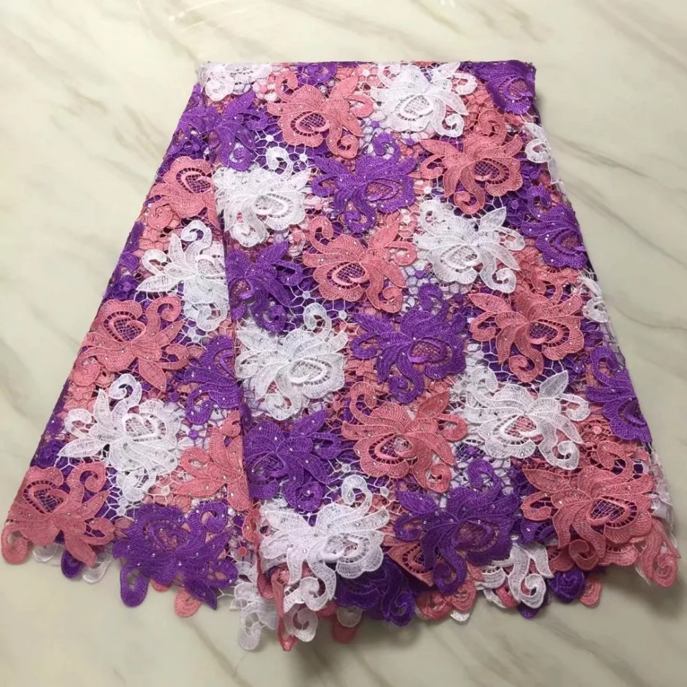 

Wholesales Hot sales high quality latest2018African Guipure cord lace With stones fabric for Christmas Evening Dresses Wins335