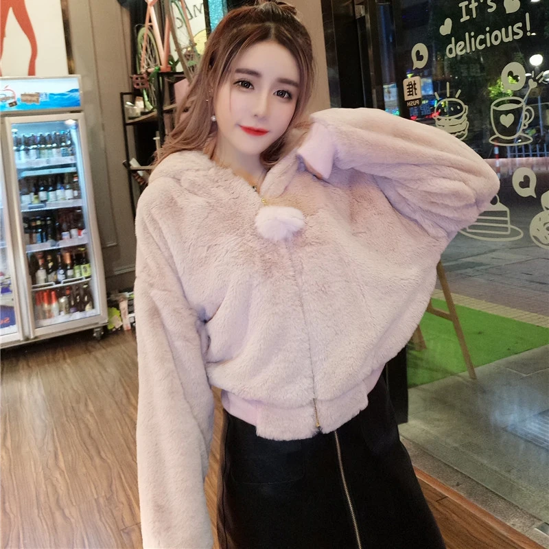 Manteau Femme Winter Women Faux Fur Teddy Bear Coat Hat Kawaii Pink Female Fur Coat with Hooded Vogue Warm Cardigan Outerwears Manteau Femme Winter Women Faux Fur Teddy Bear Coat Hat Kawaii Pink Female Fur Coat with Hooded Vogue Warm Cardigan Outerwears