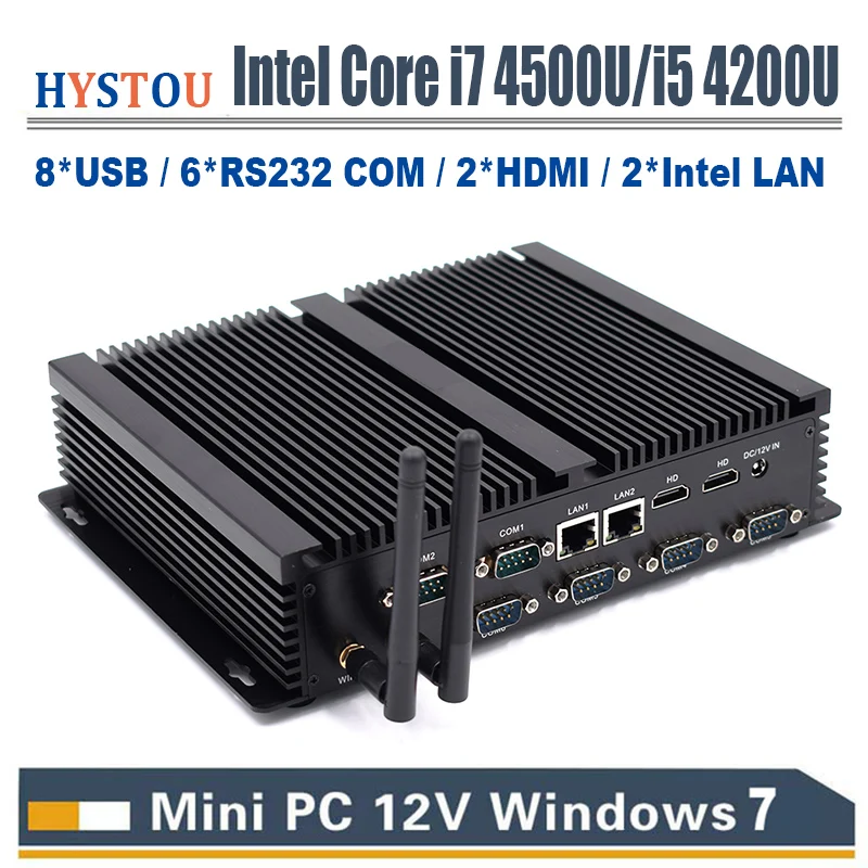 

Fanless industial Mini PC Core i3 4010u Windows 7 10 Core i7 4500U 2*Intel Lan 6 RS232 COM Core i5 Computer 2 HDMI HD 4k HTPC