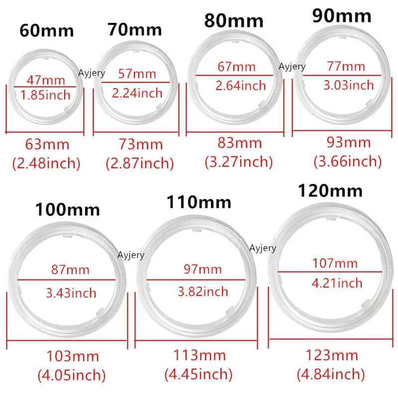 AYJERY 1 пара COB Ангельские глазки гало кольца 60 мм 70 мм 80 мм 90 мм 100 мм 110 мм 120 мм глаза ангела автомобиль мотоцикл со светильниками 12V 24VDC