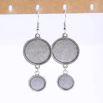 

onwear 5pairs fit 12mm 20mm round glass cabochon earringbase metal dangle earrings bezel blanksdiy findings hooks