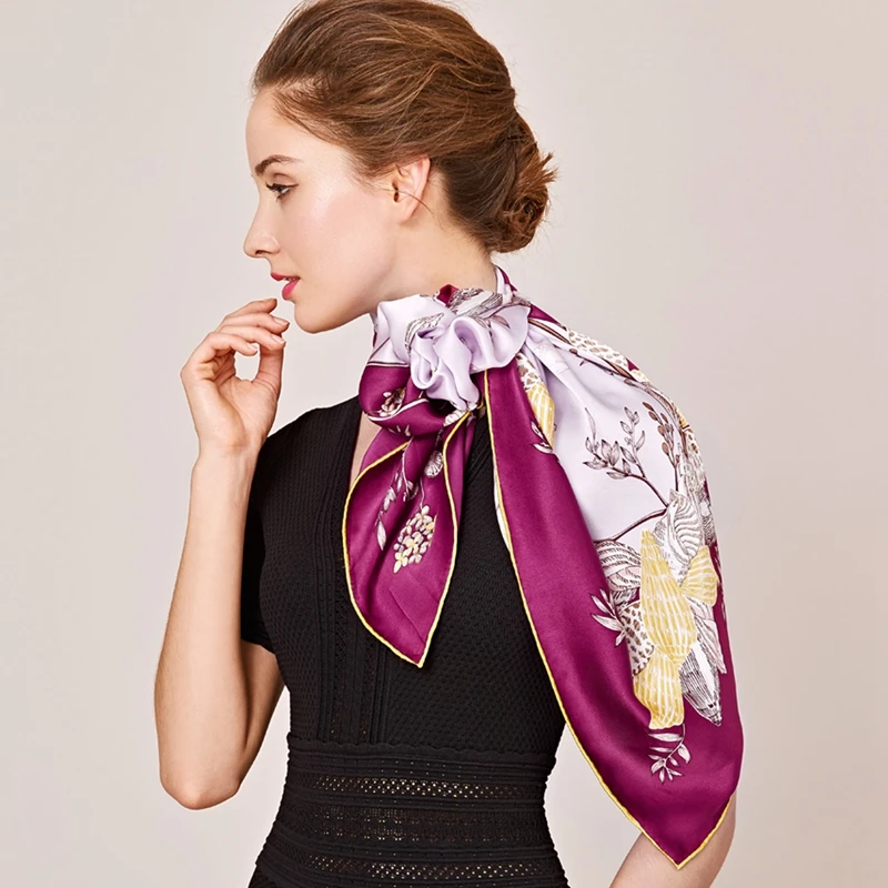 Multicolored elegant scarf dot&love pattern 100%silk twill scarf