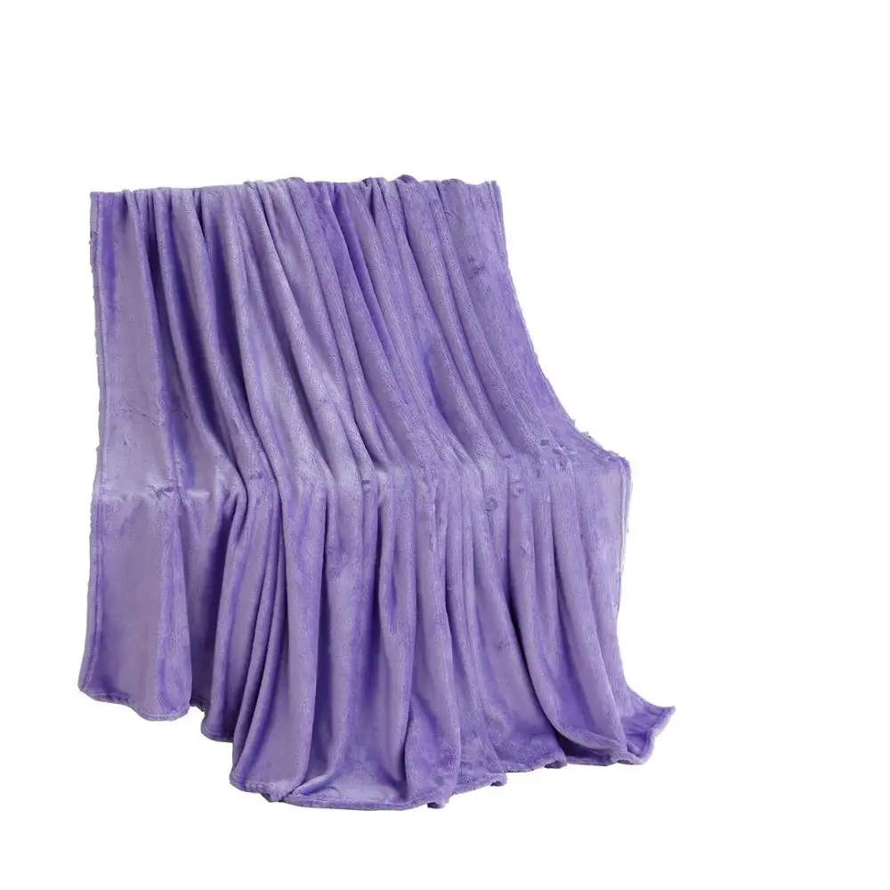 Постельное белье, Коралловое Флисовое одеяло, однотонное, синее, полиэфирное, в клетку, простыня, одинарная, для кровати, для королевы, королевского размера, одеяло из искусственного меха, s на кровать - Цвет: Violet