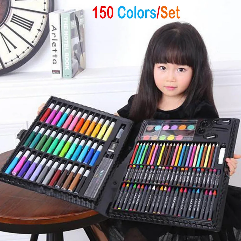 

150pcs Children Kids Colored Pencil Painting Marker Pen Crayon Paint Brush Drawing Tool Artist Kit School Kindergarten Supplies