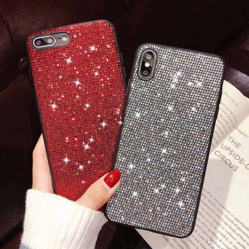 Блестящий чехол со стразами для телефона iPhone X XS XR Max 7 8 6 6S Plus|Бамперы| |