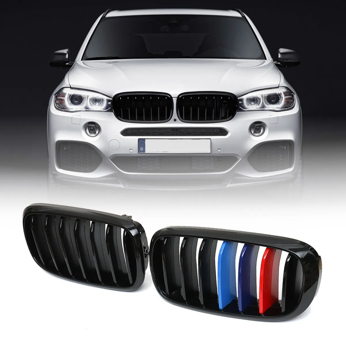 

Pair Gloss Matt Black M-Color Front Kidney Racing Bumper Grille Grill For BMW X5 F15 X6 F16 X5M F85 X6M F86 2014 2015 2016 2017