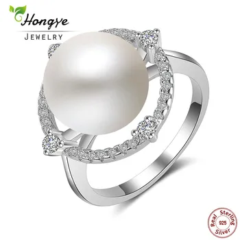 

Hongye 2020 New Trendy Pearl Jewelry Luxury Rings 100% Genuine Real Natural Freshwater Pearl 925 Sterling Silver Finger Ring