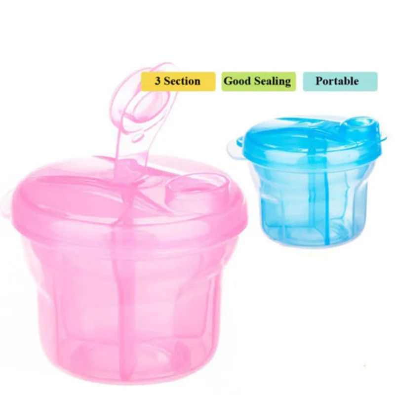 

Portable Baby Milk Powder Dispenser 3 Section Infant Kids Food Container Blue Home Storage Bottles Organization