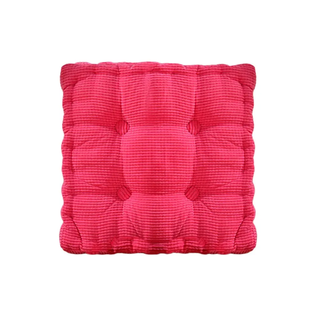 Кукурузный сплошной цвет обеденный стул Подушка квадратная подушка уплотненная офисная Бархатная подушка обивка мат «татами» стул - Цвет: rose red