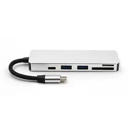 Складной USB Hub Тип-C до 5 Порты и разъёмы USB3.0/2,0/1,0 + TF/Micro SD + SD/SDHC/SDXC Micro SDAdapter зарядки USB C Hub Card Reader