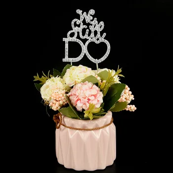 

1Pcs 10th 25th 30th 40th 50th We Still Do Oath Update or Anniversary Cake Topper Rose Gold Flash Silver Wedding Cake Topper,Q