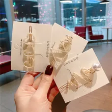 Корейская мода жемчуг Любовь сердце пятиконечная звезда шпилька геометрические треугольные шпильки для женщин Девушек Аксессуары для укладки волос