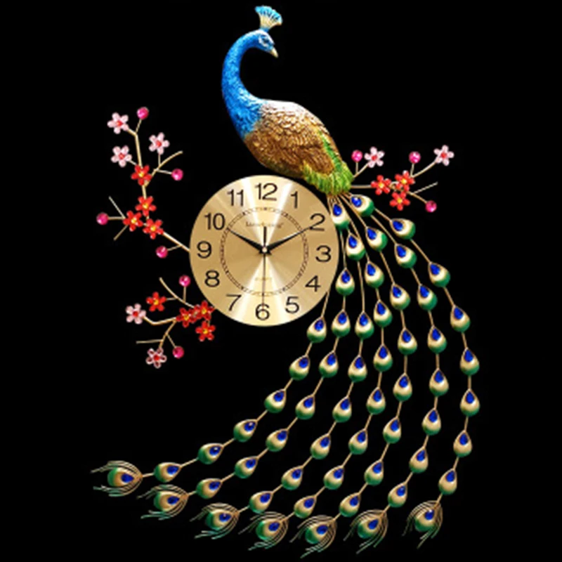 Большой алмаз кварцевые geekcook настенные часы Павлин Европейский современный простой личности Творческая гостиная спальня настенные часы