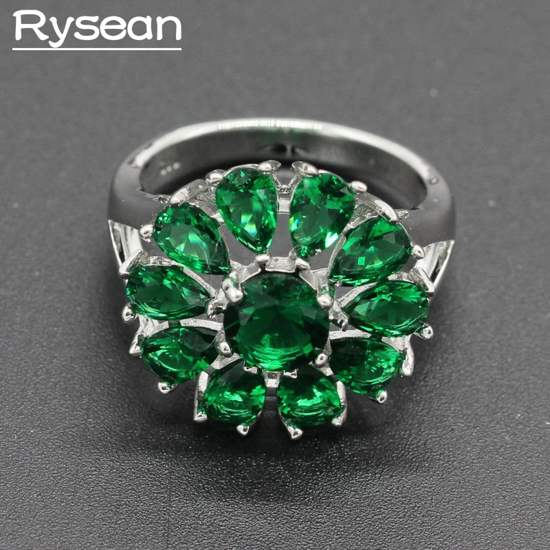 

925 Sterling Silver Ring for Women Bridal Party Daily Flower Shape Crystal Rysean