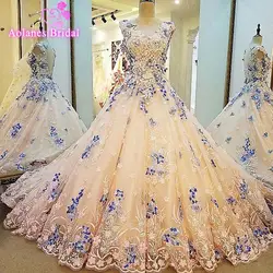 Vestido De Noiva Новинка 2017 года бальное платье с кружевной аппликацией Свадебные платья Scoop рукавов суд Поезд розовый невесты платья