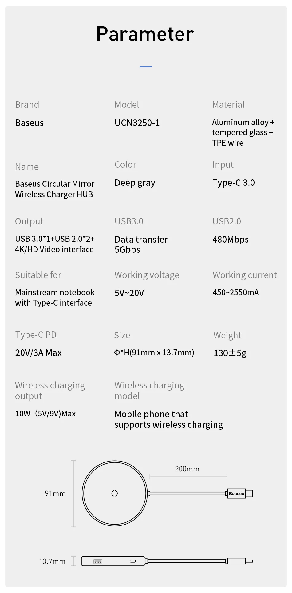 Baseus концентратор USB type c к HDMI 4k USB 3,0 концентратор type-c PD адаптер питания для MackBook Pro Air Qi Беспроводное зарядное устройство USB-C разветвитель