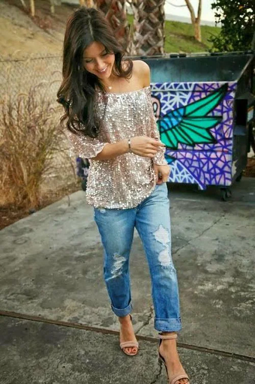 sparkle off the shoulder top