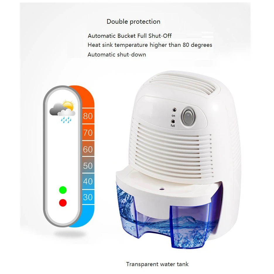 DMWD, мини-осушитель воздуха, портативный, 500 мл, влагопоглощающий, осушитель воздуха с автоотключением и светодиодный индикатор, осушитель воздуха, 100-240 В
