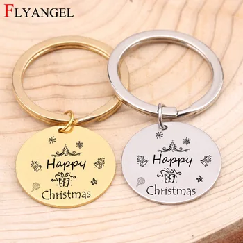

Custom Engraved Hayyp Christmas Keychain Fashion Jewelry Stainless Keyring For Friend Women Christmas Present Gift Key Chain