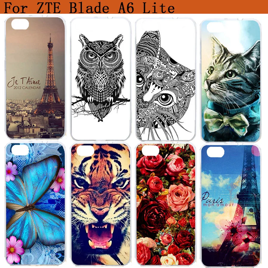 Мягкий чехол из ТПУ для ZTE Blade A6 Lite силиконовый с рисунком волка Тигр филин Роза lite