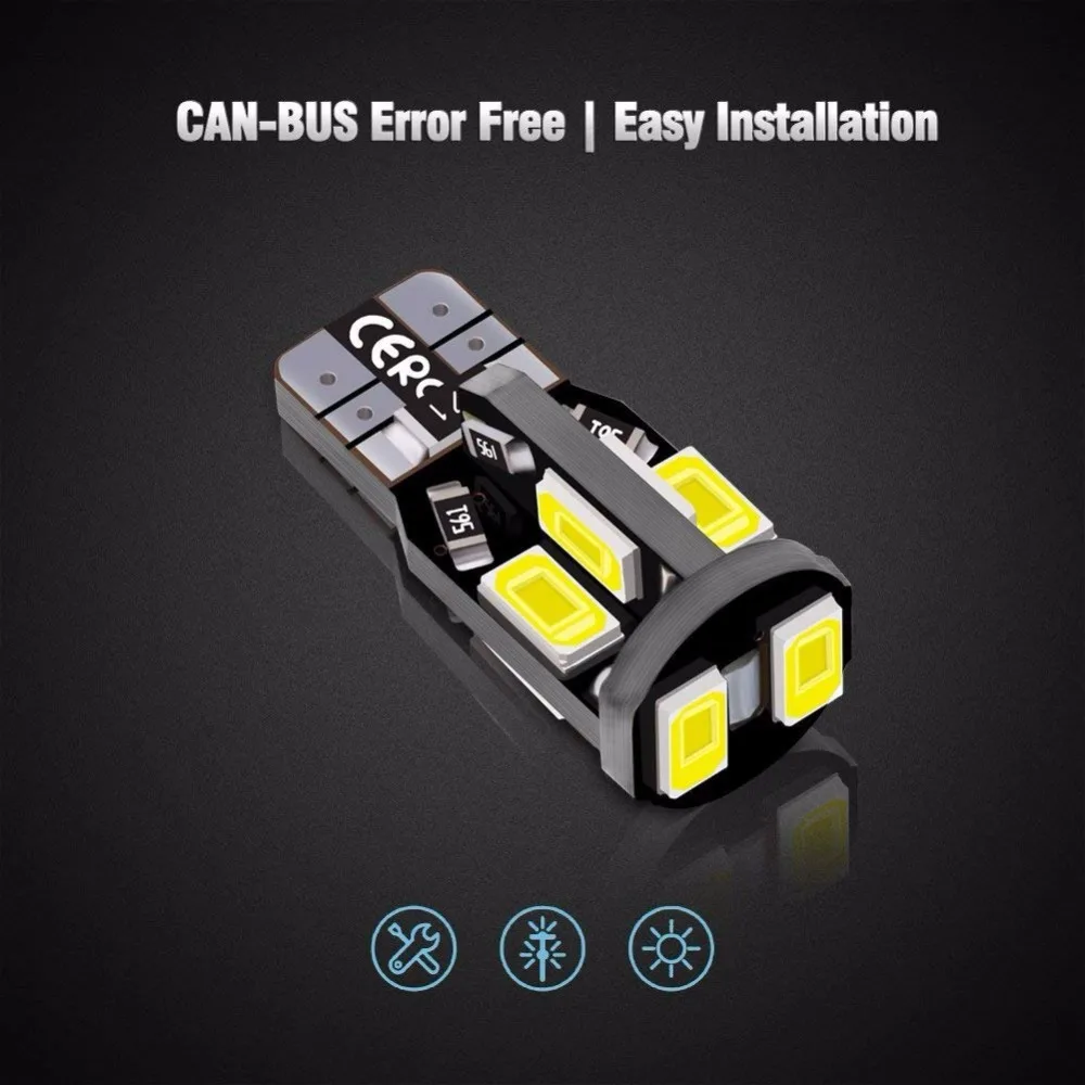 10Pcs 194 168 T10 W5W Error Free LED Light Bulb 5730 Chips LED Bulbs For Interior Dome Map Door Courtesy License Plate Light 12v