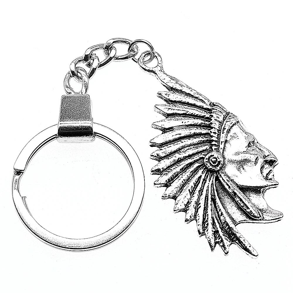 

Keyring Primal Tribal Chieftain Keychain 55x28mm Antique Bronze Antique Silver Indian Chief Primal Tribal Chieftain