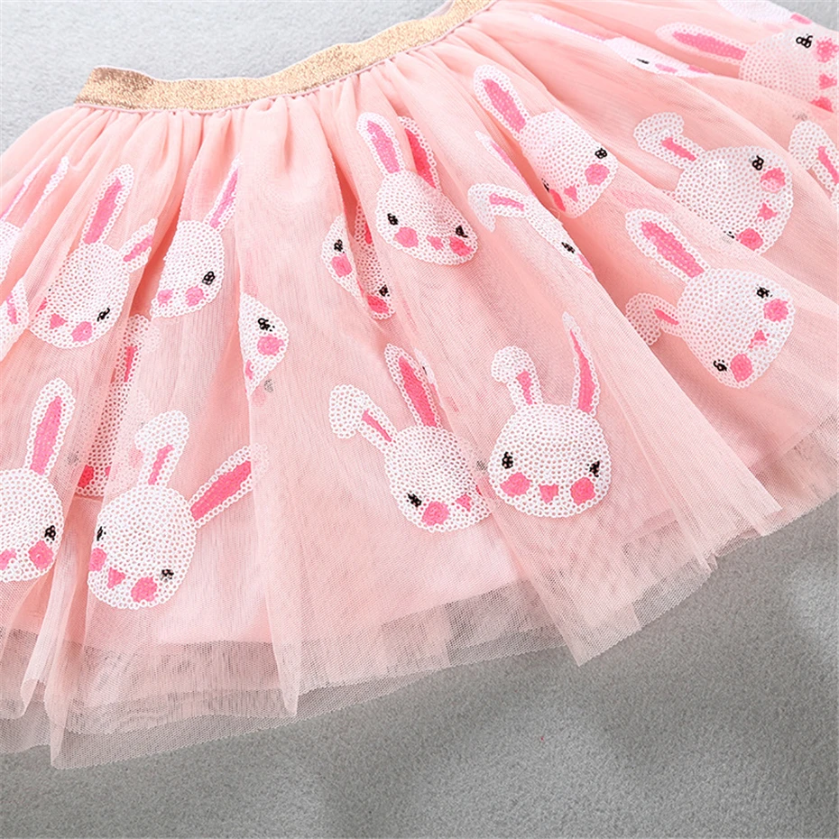 Детская Хлопковая юбка принцессы с единорогом и кроликом для девочек; Одежда для маленьких девочек; Радужная детская Праздничная мини-юбка для девочек; детское бальное платье