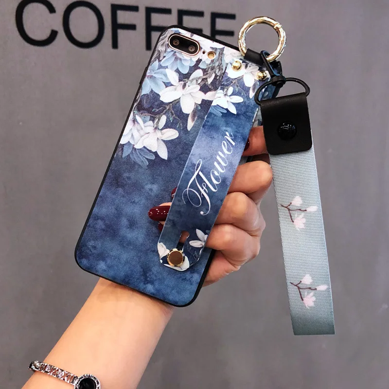

Wrist Strap AppleXsmax Mobile Phone Shell Iphone7plus Plum Protection Sleeve XR Female Models Lanyard 8p Bracket 6