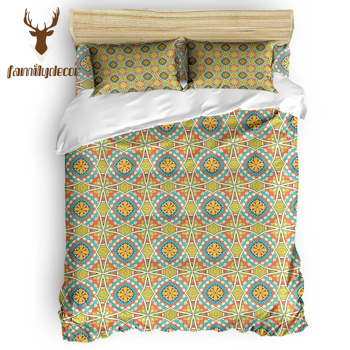 FamilyDecor Circular Retro Ethnic Pattern Bedding Set Luxury Comforter Sets 3D King Size Red Blue Cotton DHL Free Shippi | Дом и сад