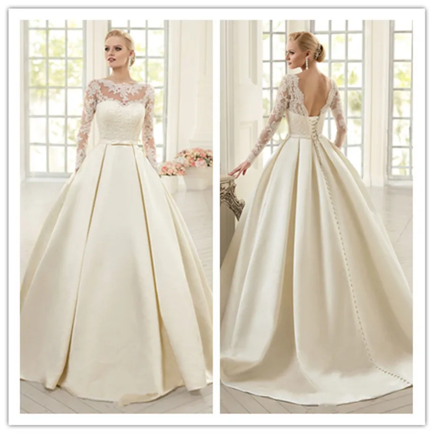 long sleeve ivory gown