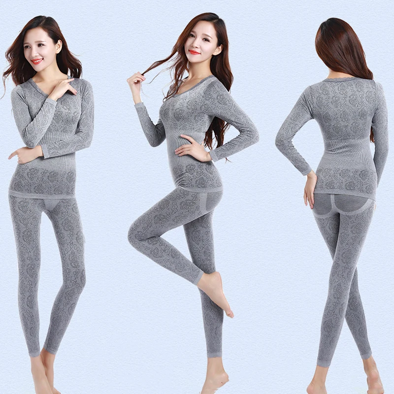 Queenral Thermal Underwear Women Long Johns Winter Thermal Underwear Suit Seamless Breathable Warm Clothing thermal underwear sets