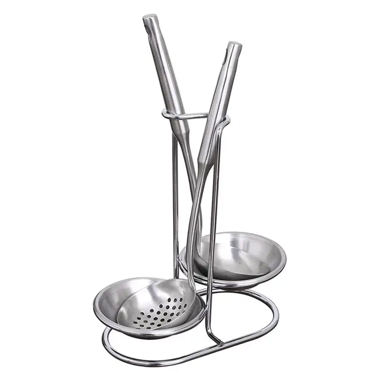

Stainless Steel Spoon Rest Holder Vertical Soup Ladle Long Handle Colander Rack Holder Stand Kitchen Tool