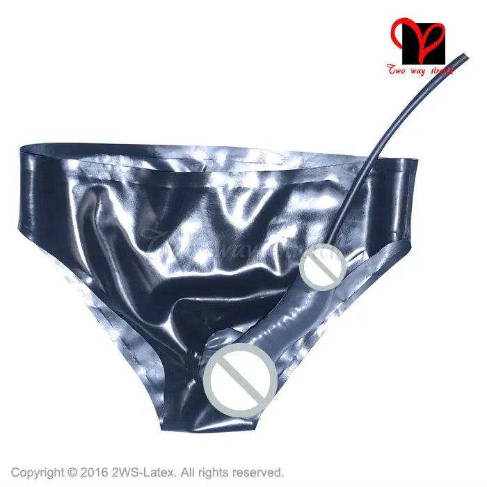 Sexy Latex underwear Penis Sheath piss tube Rubber briefs Condom panty pants cock Shorts tong bottom underpanty plus size KZ-093