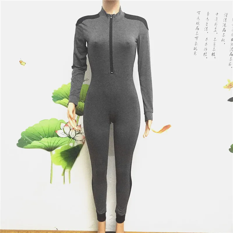 long sleeve full length zipper open close one piece jumpsuit sportswear bodysuit catsuit fitsuit activesuits tracksuit women's plus size sportsuits (3)