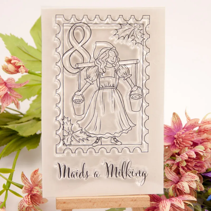 

New Maids a Milking Clear Stamps for Scrapbooking DIY Silicone Seals Photo Album Embossing Folder Maker Paper Template Crafts