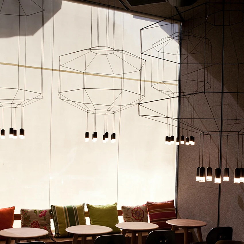 

Post-modern Led Geometric Line Pendant Lamp Living Room Restaurant Indoor Decor Hanglamp Kitchen Fixtures Suspension Luminaire